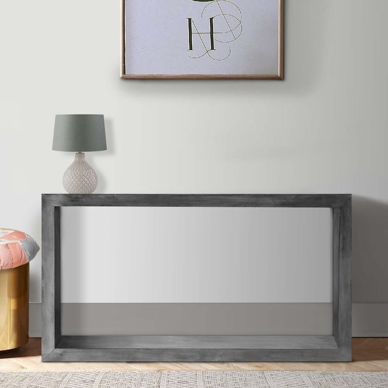52" Cube Shape Wooden Console Table with Open Bottom Shelf, Charcoal Grey - 52" x 15" x 30" - Charcoal Grey