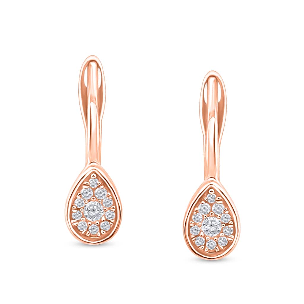 1/8 Cttw Natural Diamond 10KT Pink Gold Earrings