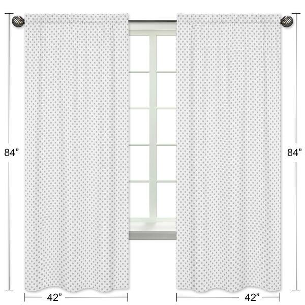 Sweet Jojo Designs Grey and White Polka Dot Watercolor Floral Collection 84-inch Window Treatment Curtain Panel Pair