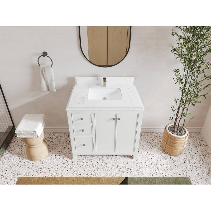 Willow Collections 36 in. W x 22 in. D Chicago Center Sink Right Bathroom Vanity with Countertop