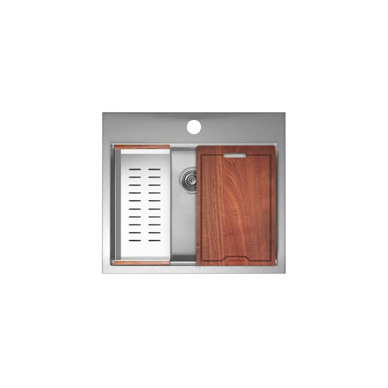 Ravi Single Basin 25 x 22 Topmount Kitchen Workstation Sink