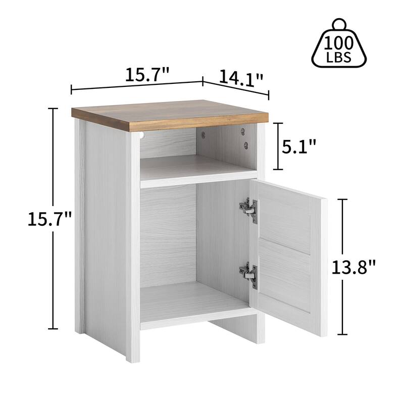 Furniwell Nightstand with Storage Shelves Side Table End Table for Bedroom Living Room