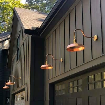 LED Outdoor Raw Copper Gooseneck Barn Light
