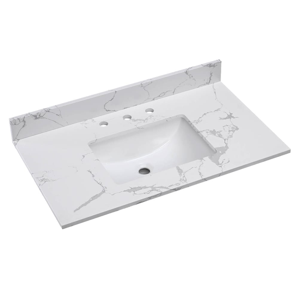 Whisperlace Engineered Marble Bathroom Vanity Top with Sink