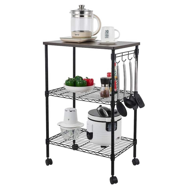 Metal Storage 3-Tier Rolling Kitchen Utility Cart