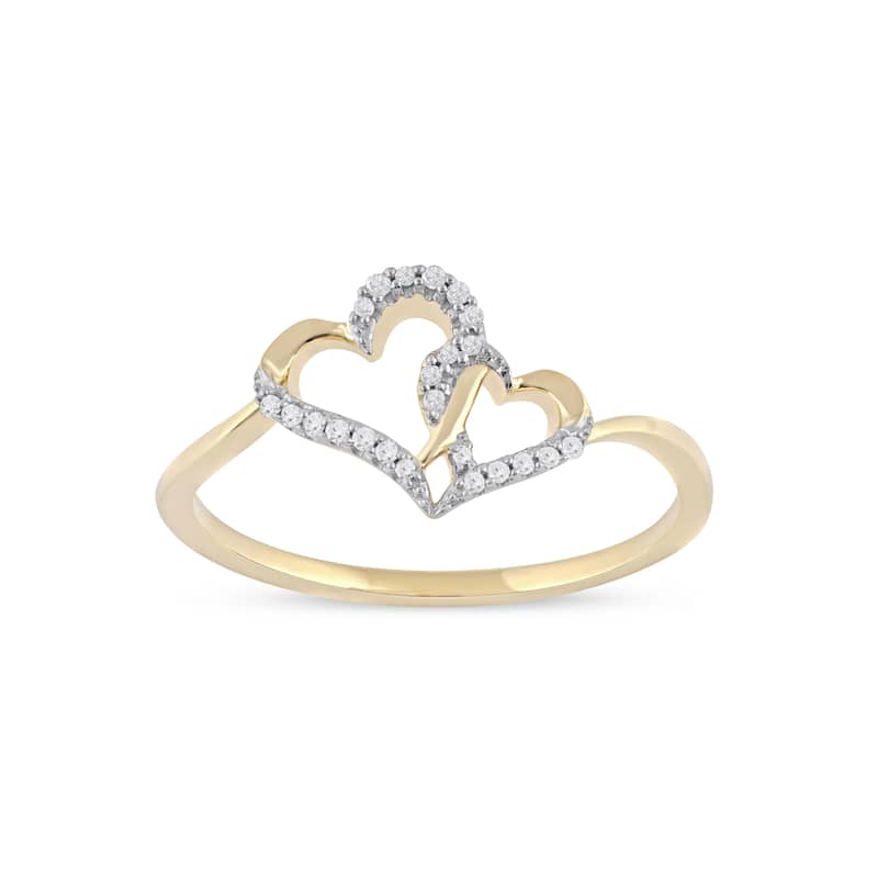 1/20ct TDW Diamond Heart Ring in 10k Gold for Women - 7.5 - Yellow