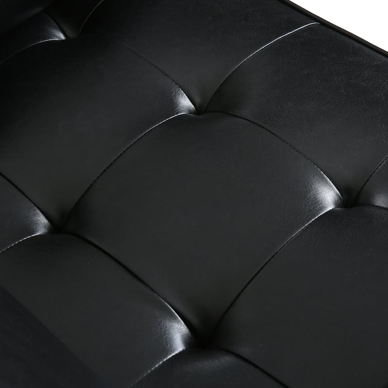 Black Modern 44.75" PU Upholstered Club Chair with Birch Wood Frame and Pillows