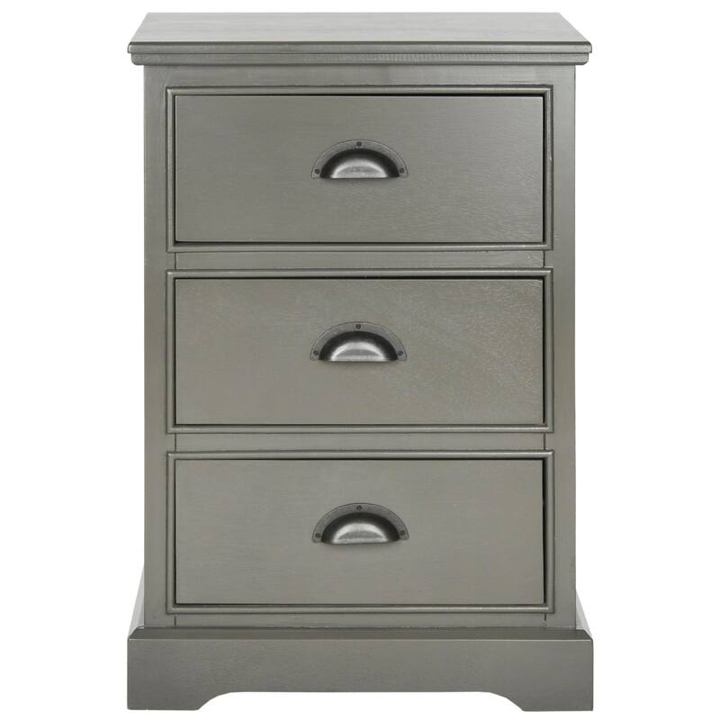 SAFAVIEH Claudine Grey 3-Drawer Storage Side Table - 17.7" x 13.8" x 26.8" - 18Wx14Dx26H - Grey