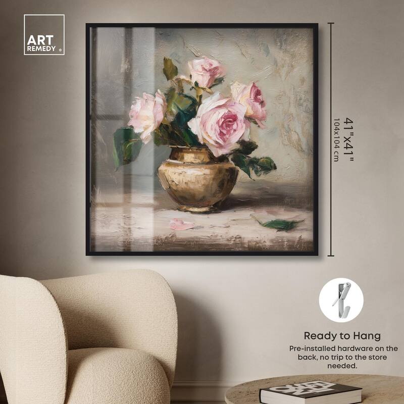 Pink Petals and Brass Shadowbox by Art Remedy