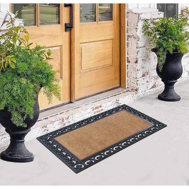 A1HC Black Aiken Rubber And Coir Non-Slip Outdoor Durable Doormat 30"X48"
