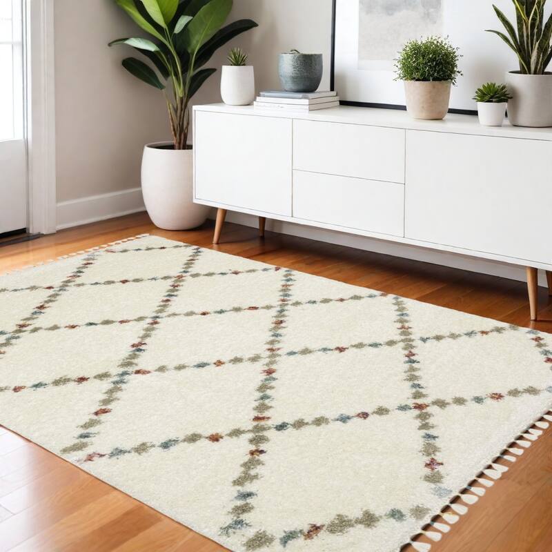 HomeRoots Diamond Casual Runner Area Rug - 64.96 in. x 45.67 in.  x 1.77 in.
