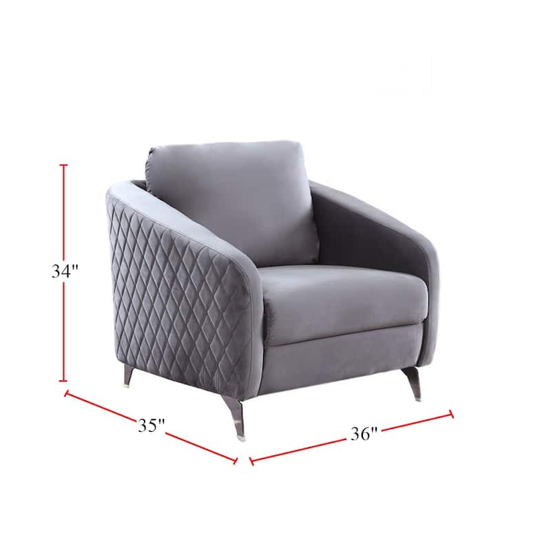Velvet Modern Chic Accent Armchair in Gray