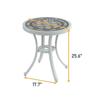 M Optimized Patio Bistro Table, 24" Round Outdoor Coffee Table With 2