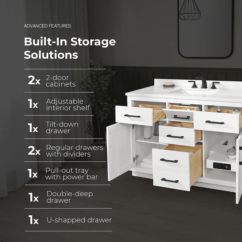 OVE Bailey Bathroom Vanity with Power Bar