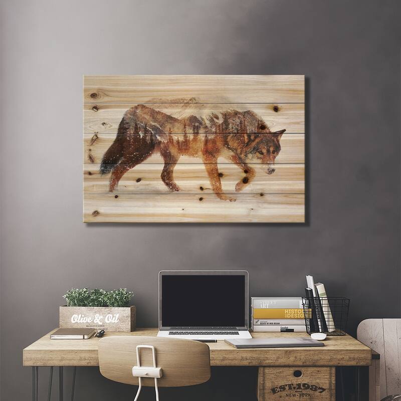 Arctic Wolf Print On Wood by Andreas Lie - Multi-Color