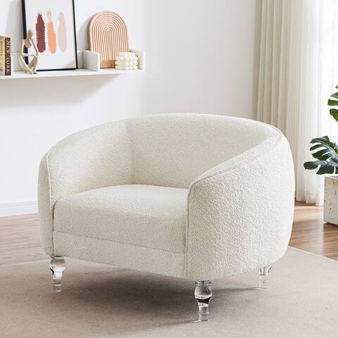 VANOMi 41'' Extra Wide Barrel Chair, Boucle Chair With Acylic Feet