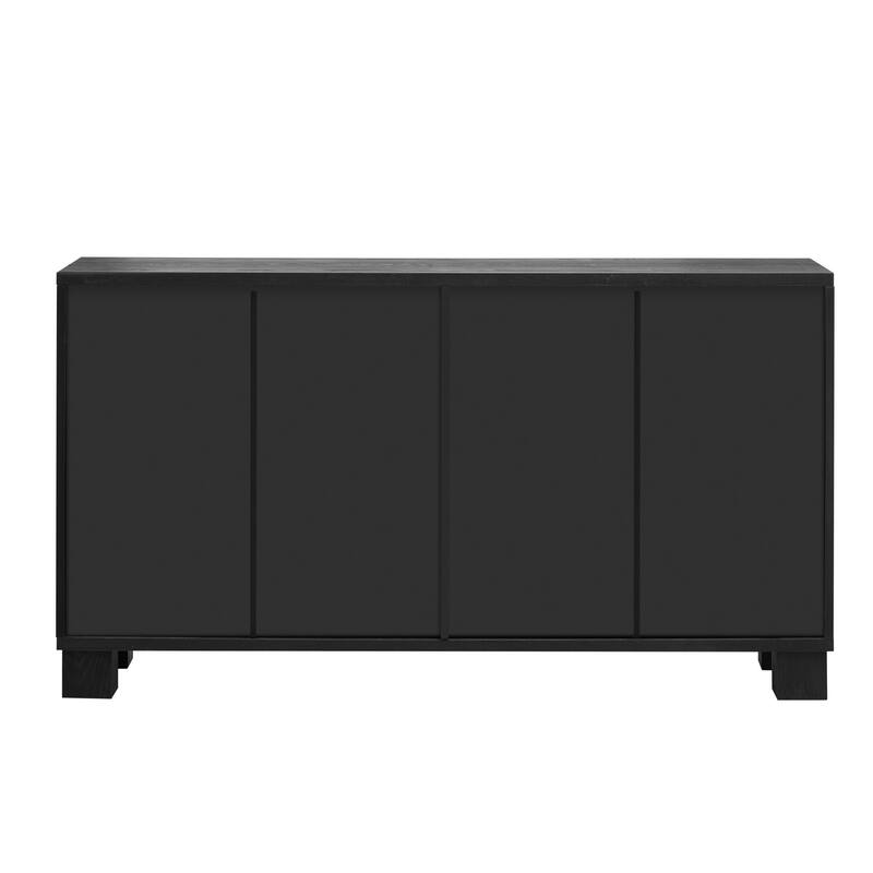 Wood Sideboard with Adjustable Shelves and Gold Handles