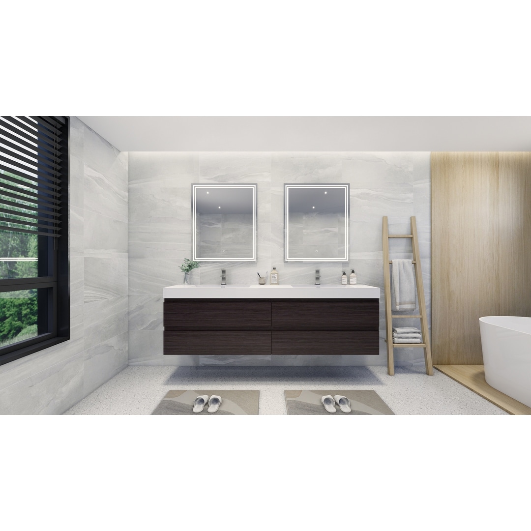 Baillie 84'' Wall-Mounted Vanity with Double Reinforced Acrylic Sink
