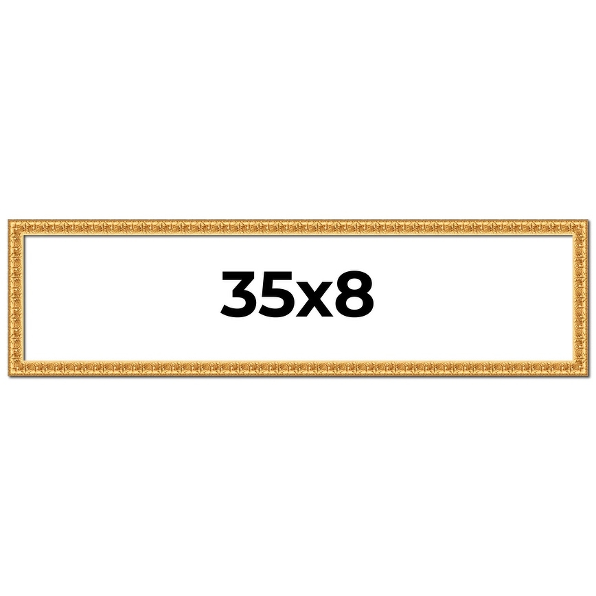 35x8 Frame Gold Real Wood Picture Frame Width 1 inches | Interior