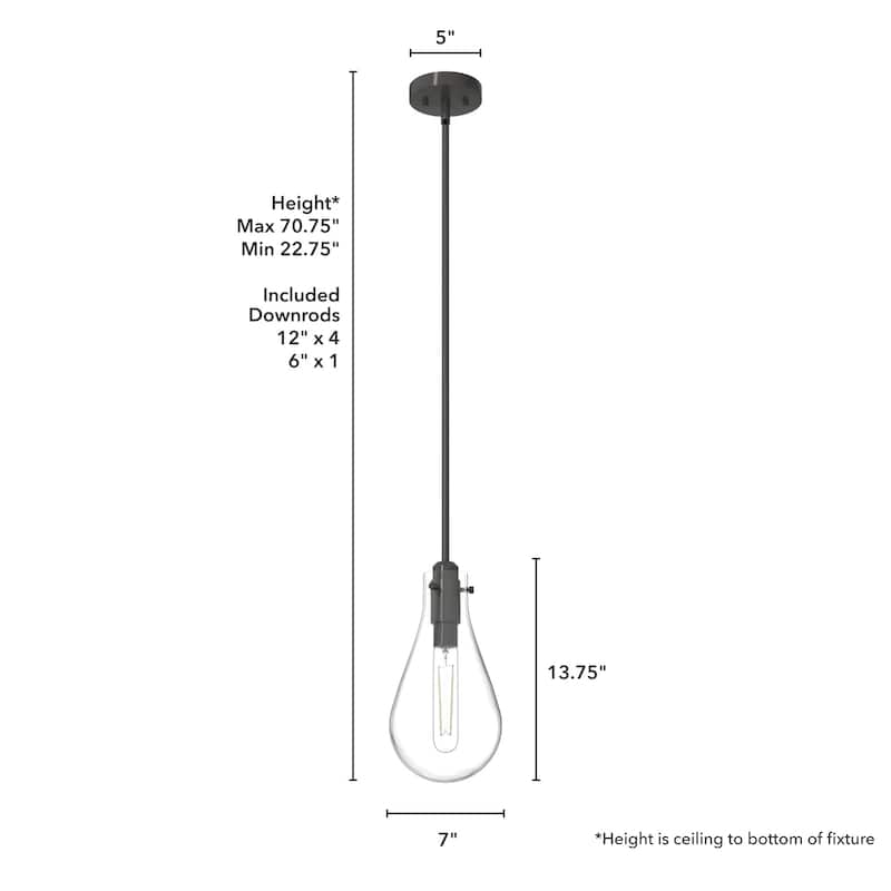 Hunter Lundin 1 Light Pendant - Kitchen Island, Dining Room - Contemporary, Transitional