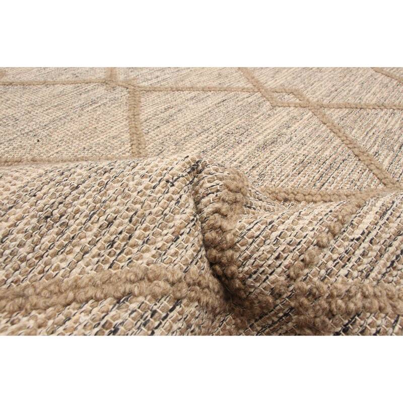 ECARPETGALLERY Braid weave Sienna Light Brown Wool Rug - 5'2 x 7'6