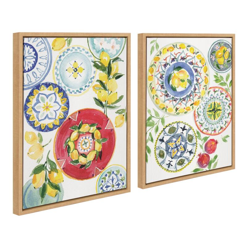 Kate and Laurel Sylvie Positano Inspired Framed Canvas Set by Patricia Shaw