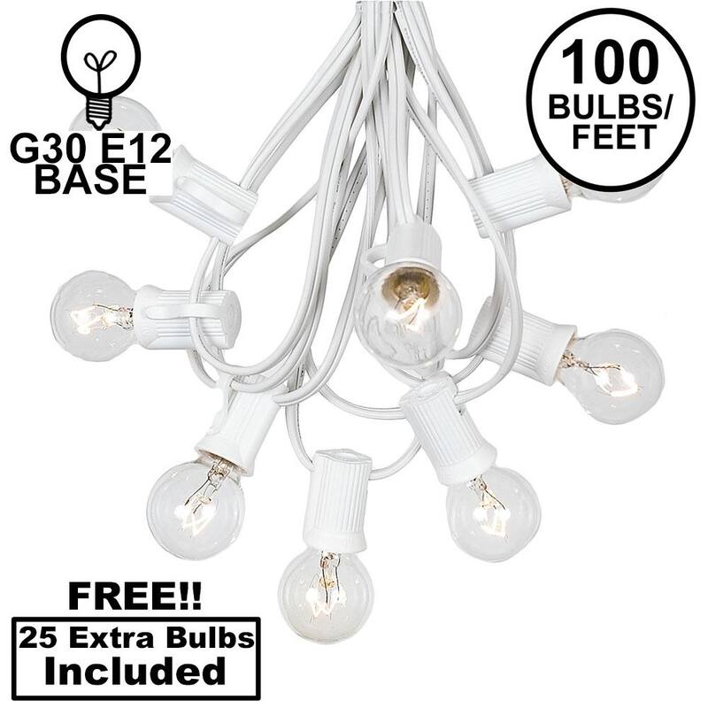 100 Foot G30 Outdoor Globe Patio String Lights - Set of 125 G30 Globe Bulbs - Clear
