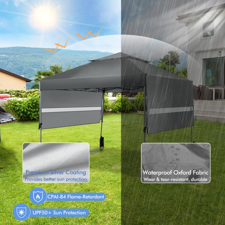 Outdoor Pop Up Canopy Tent with Side Awnings 10x17.6 Ft for Patio or Beach - 10 x 17.6 x 8.9-9.5 ft
