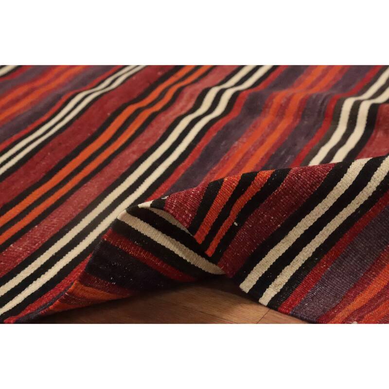 Hand Woven Oriental 100% Wool Carpet Southwestern Geometric Red Kilim Area Rug - 7' 11'' X 5' 0''