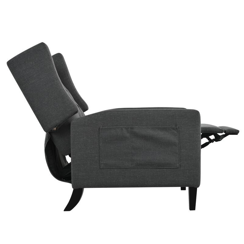 Modern Tufted Push Back Recliner Chair with Foldable Side Table and USB Charging Ports for Living Room or Bedroom