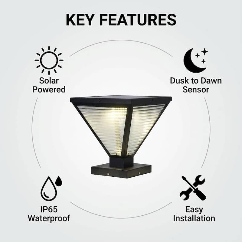 10 in Solar Powered LED Post Cap Light