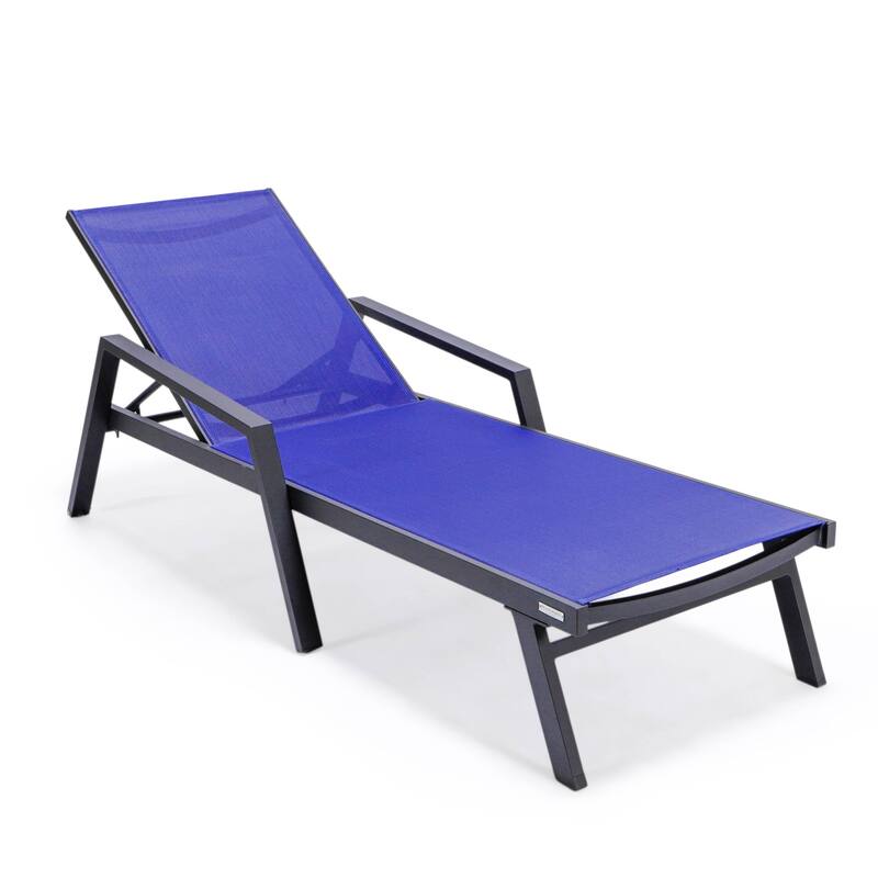 Aluminum Beach Pool Sun Lounge Chair Sling Mesh Fabric With Arms, Stackable Chaise Lounger (Set of 2) for Outdoor Backyard
