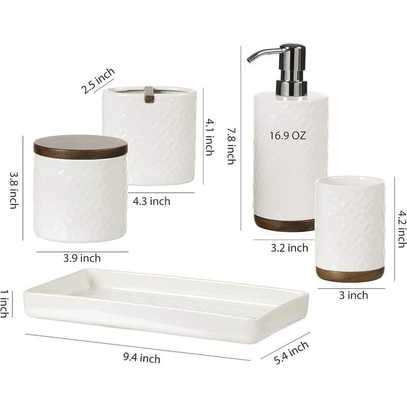 Bathroom Accessories Set - Stainless Steel/White