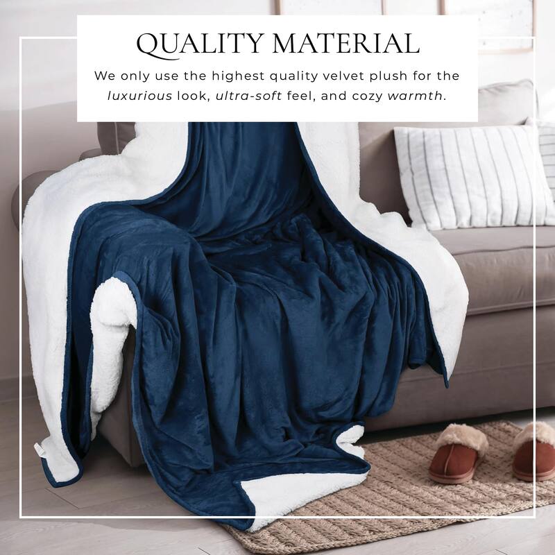Linery & Co. Velvet Plush Reversible Sherpa Bed Blanket