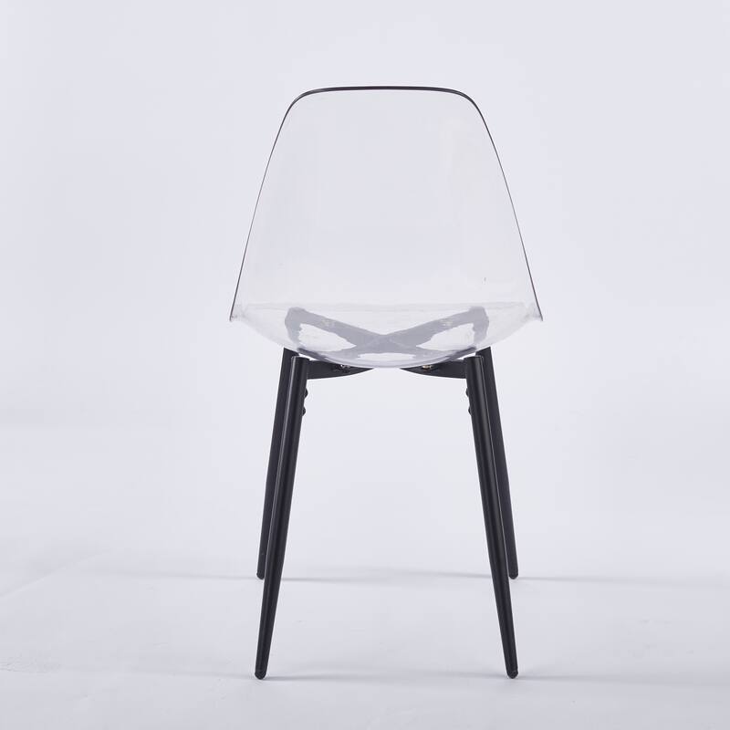 Transparent Shell Dining Chairs, Metal Legs Modern Design, Set of 4
