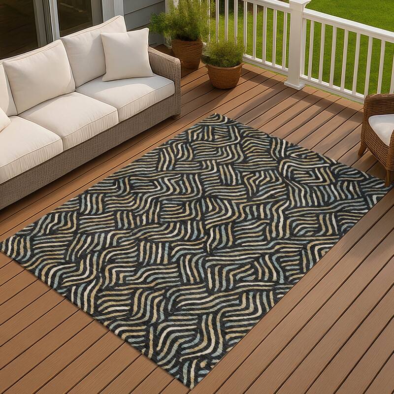 Machine Washable Indoor/ Outdoor Modern Jamie Chantille Rug