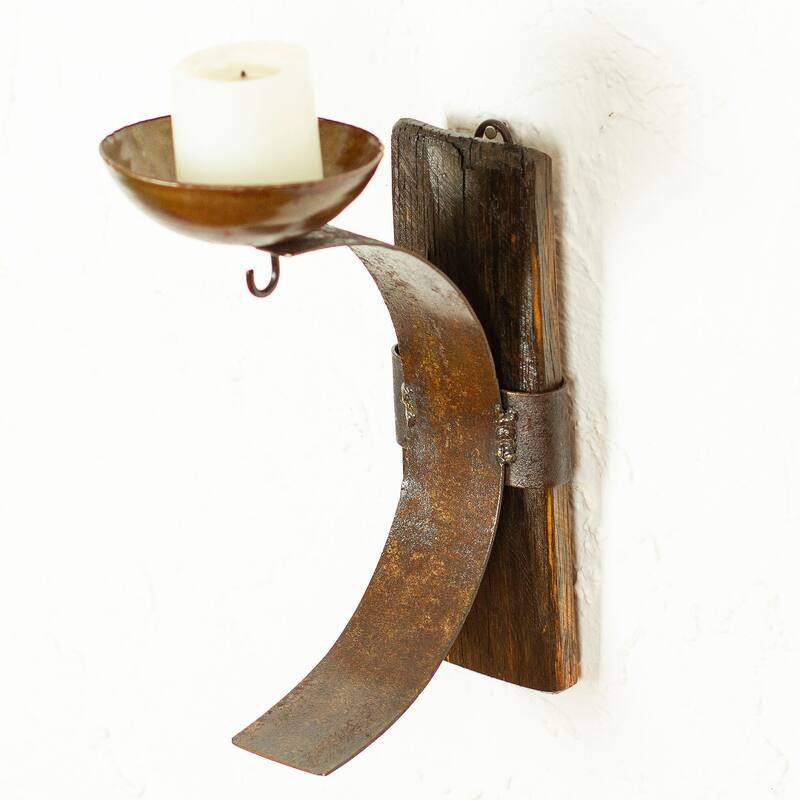 Novica Handmade Rustic Little Light Iron And Wood Wall Sconce