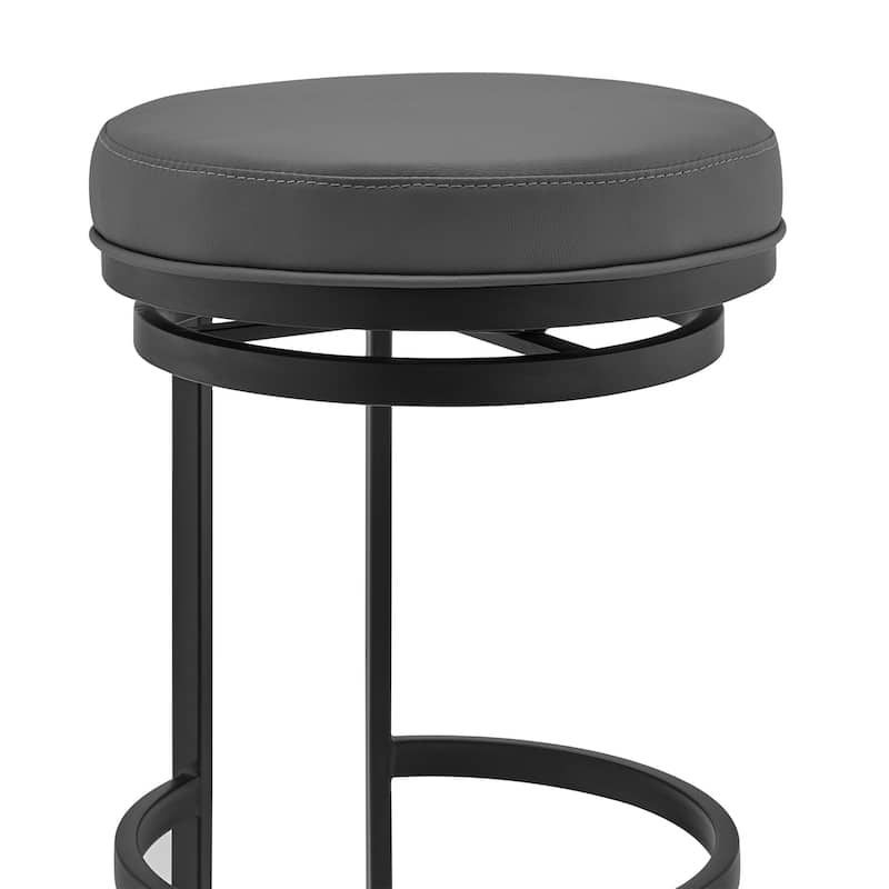 Vander 30" Gray Faux Leather and Brushed Stainless Steel Swivel Bar Stool - Bar Height - 29-32 in.