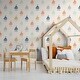 preview thumbnail 4 of 7, White and Orange Boats Baby Peel and Stick Removable Wallpaper 6023