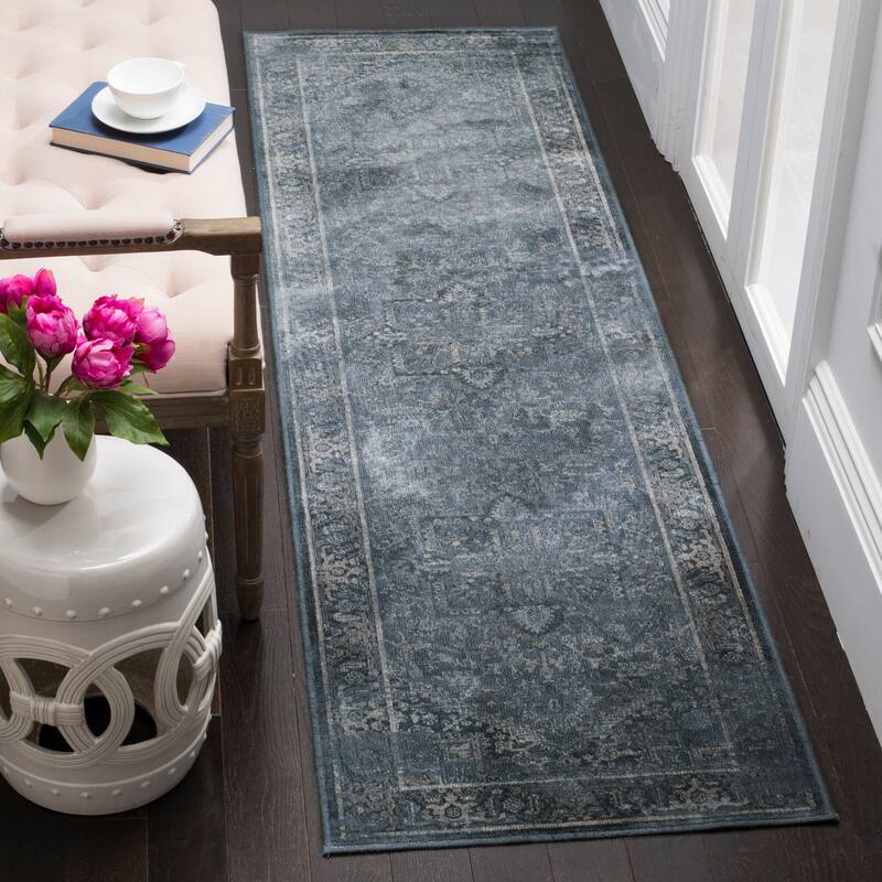 SAFAVIEH Vintage Lenna Oriental Distressed Viscose Rug - 2'2" x 8' Runner - Blue