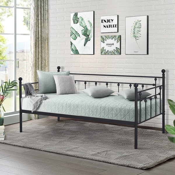 Antique Graceful Lines Iron Metal Twin-sized Day Bed by Vecelo. Opens flyout.
