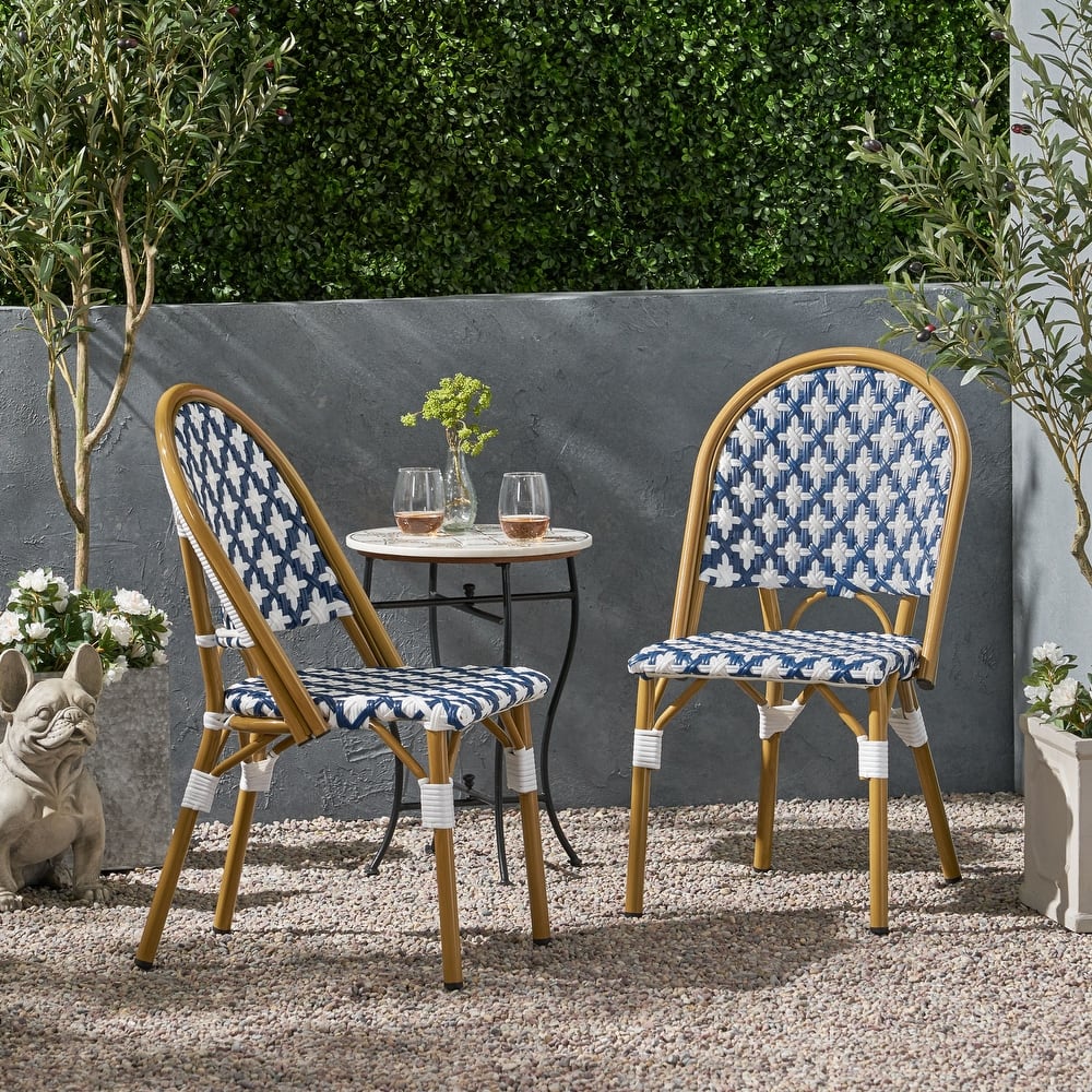 Louna Outdoor French Cafe Chairs (Set of 2) by Christopher Knight Home