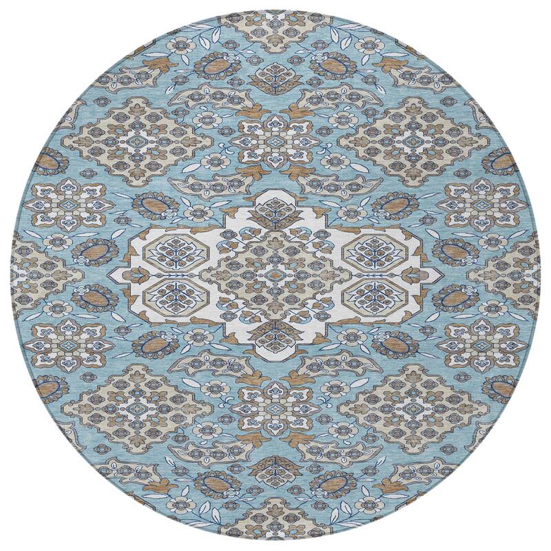 HomeRoots Medallion Traditional Rectangle Outdoor Rug
