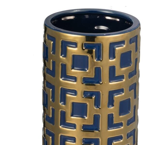 Shop 16 Gold And Navy Blue Moroccan Design Tall Floral Vase On