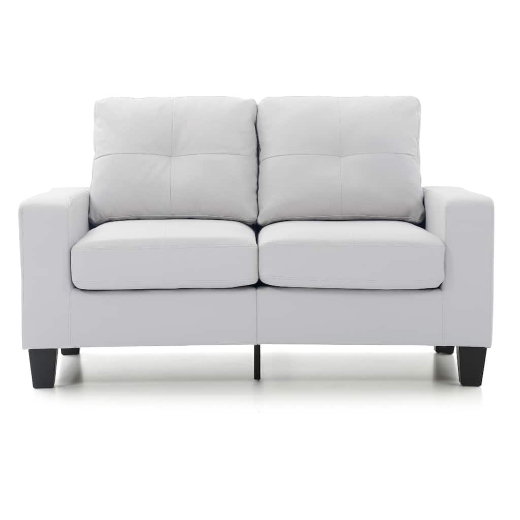 Flared Arm Faux Leather Tufted Straight Sofa - 58" - White