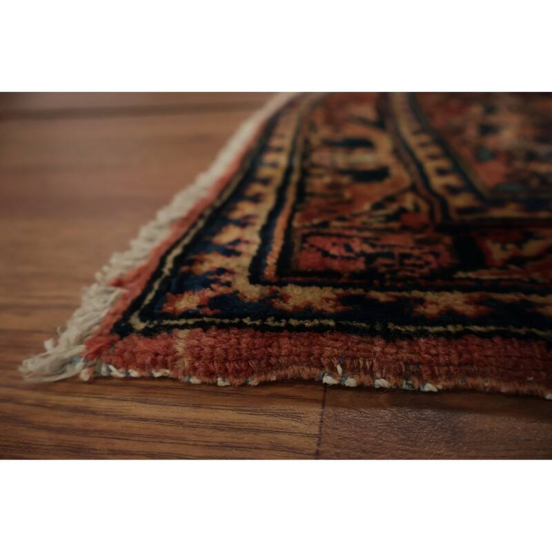 Hand Knotted Oriental 100% Wool Carpet Traditional Floral Oranges & Rust Sarouk Area Rug - 4' 0'' X 2' 0''