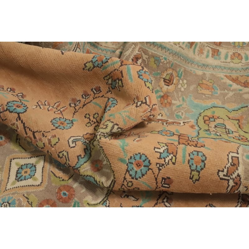 Hand Knotted Oriental 100% Wool Carpet Traditional Floral Oranges & Rust Tabriz Area Rug - 9' 4'' X 6' 9''