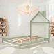 preview thumbnail 29 of 34, Full Size Kids Bed Wood Platform Bed with House-shaped Headboard , Gray