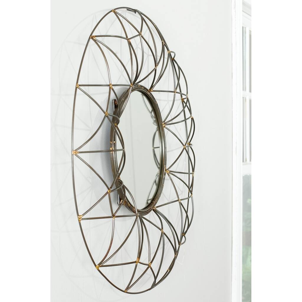 SAFAVIEH Deolinda Iron 32-inch Round Decorative Mirror - 32" x 3.5" x 32" - 32Wx4Dx32H