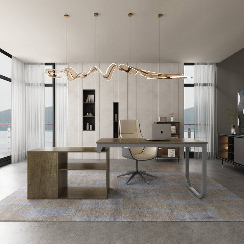 Timechee 55-inch L Shaped Office Computer Desk w/ Drawers
